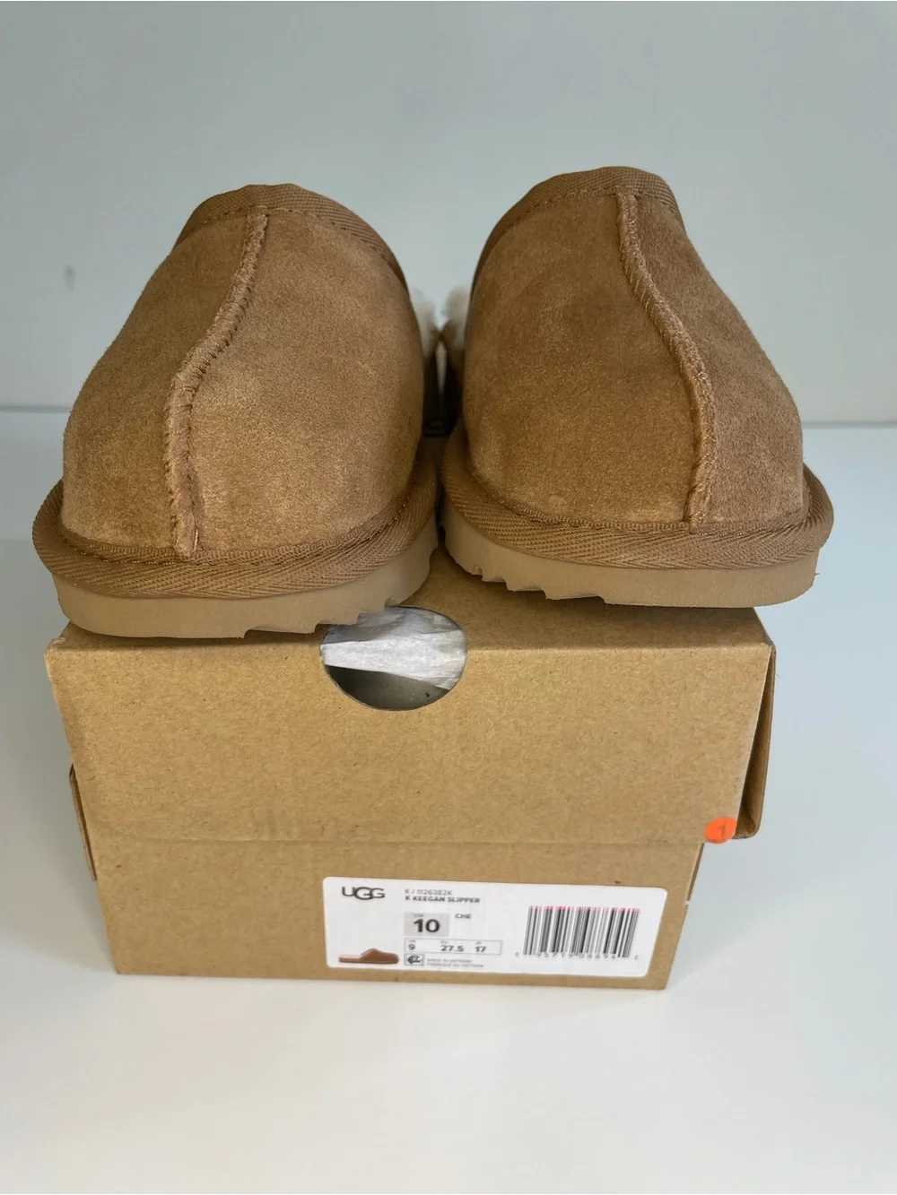 UGG Keegan Chestnut Suede Slide Slippers Shearling Kids Size 10M Cozy Comfort